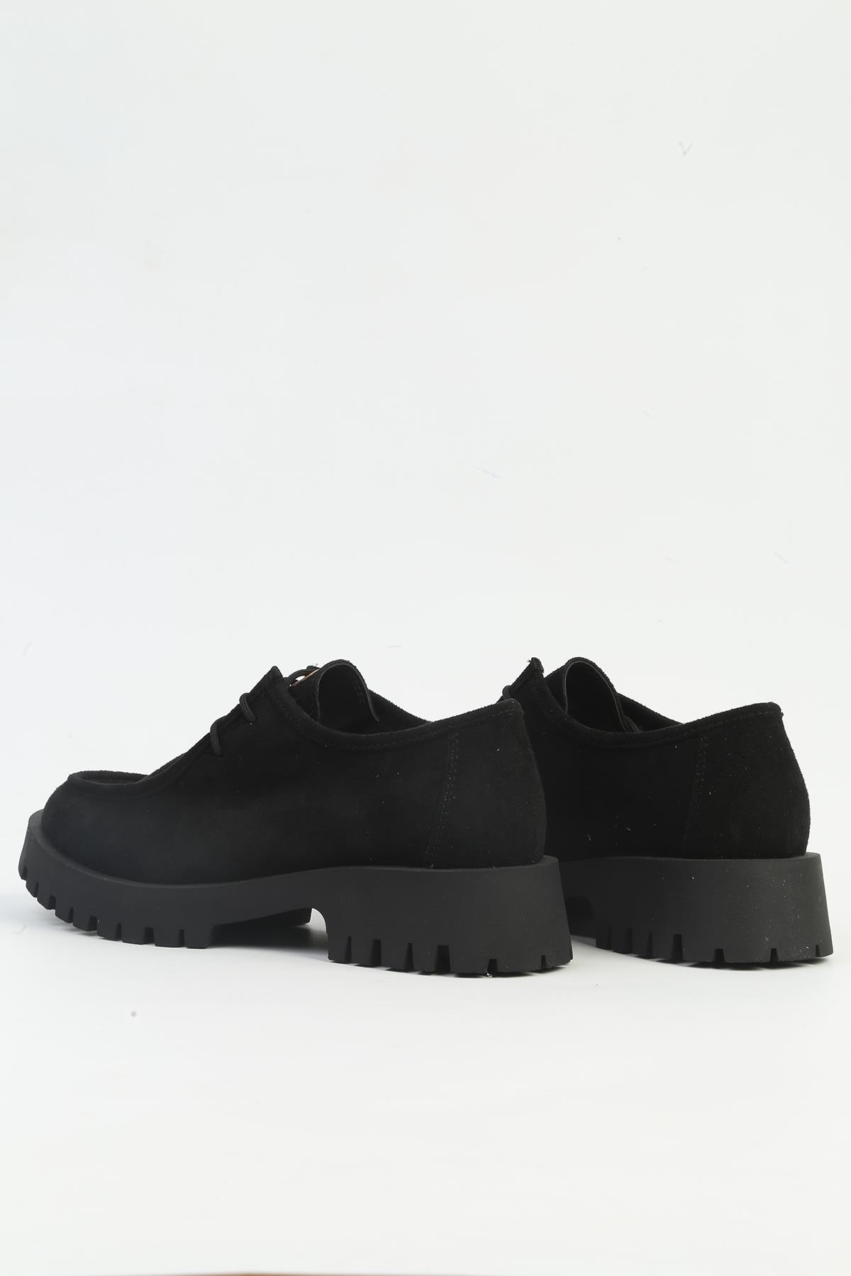 ® PC-54319 Siyah Suet Kadın Günlük Ayakkabı - Görsel 4