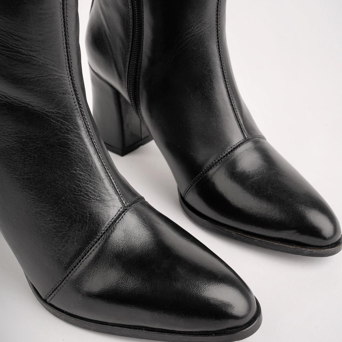 CHEVY Garantili Hakiki Deri Fermuarlı Topuklu Kadın Bot - Görsel 3