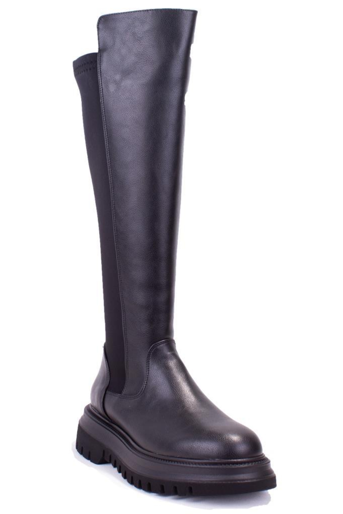 DZA07-12531043 Siyah Günlük Streçli Düz Topuk Kadın Çizme - Görsel 2