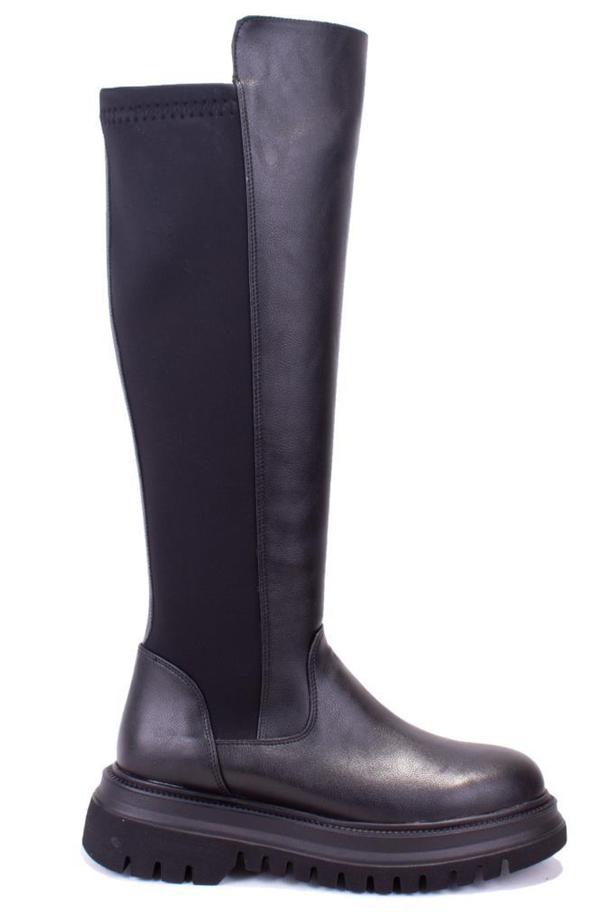 DZA07-12531043 Siyah Günlük Streçli Düz Topuk Kadın Çizme - Görsel 3