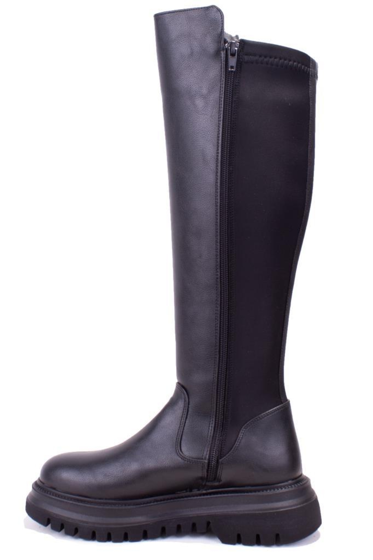 DZA07-12531043 Siyah Günlük Streçli Düz Topuk Kadın Çizme - Görsel 4