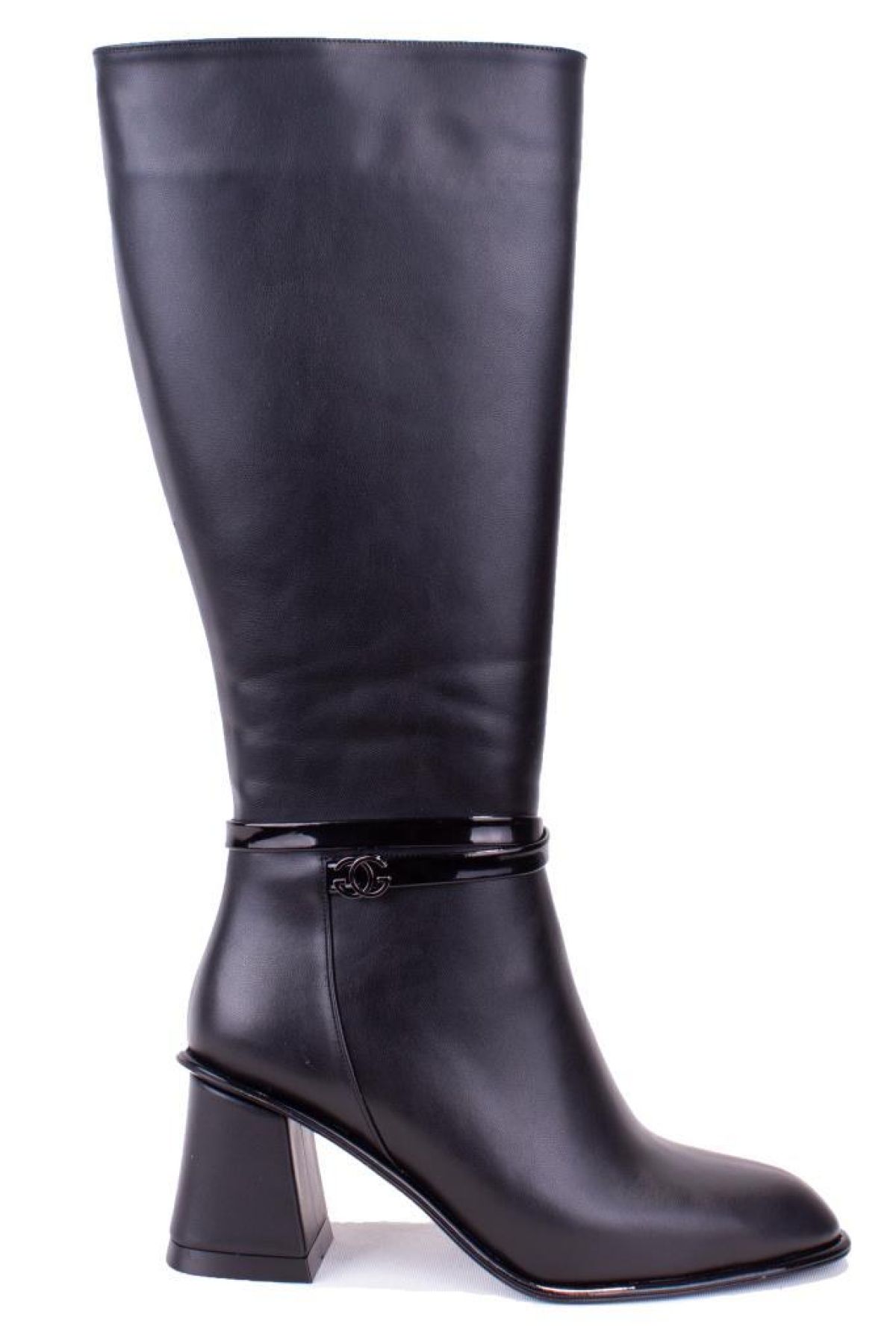 DZA07-1032901 Siyah Klasik Topuklu Kadın Çizme - Görsel 3