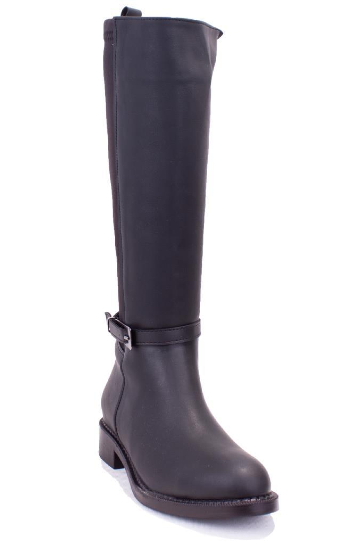 DZA07-43624913 Siyah Günlük Streçli Düz Topuk Kadın Çizme - Görsel 2