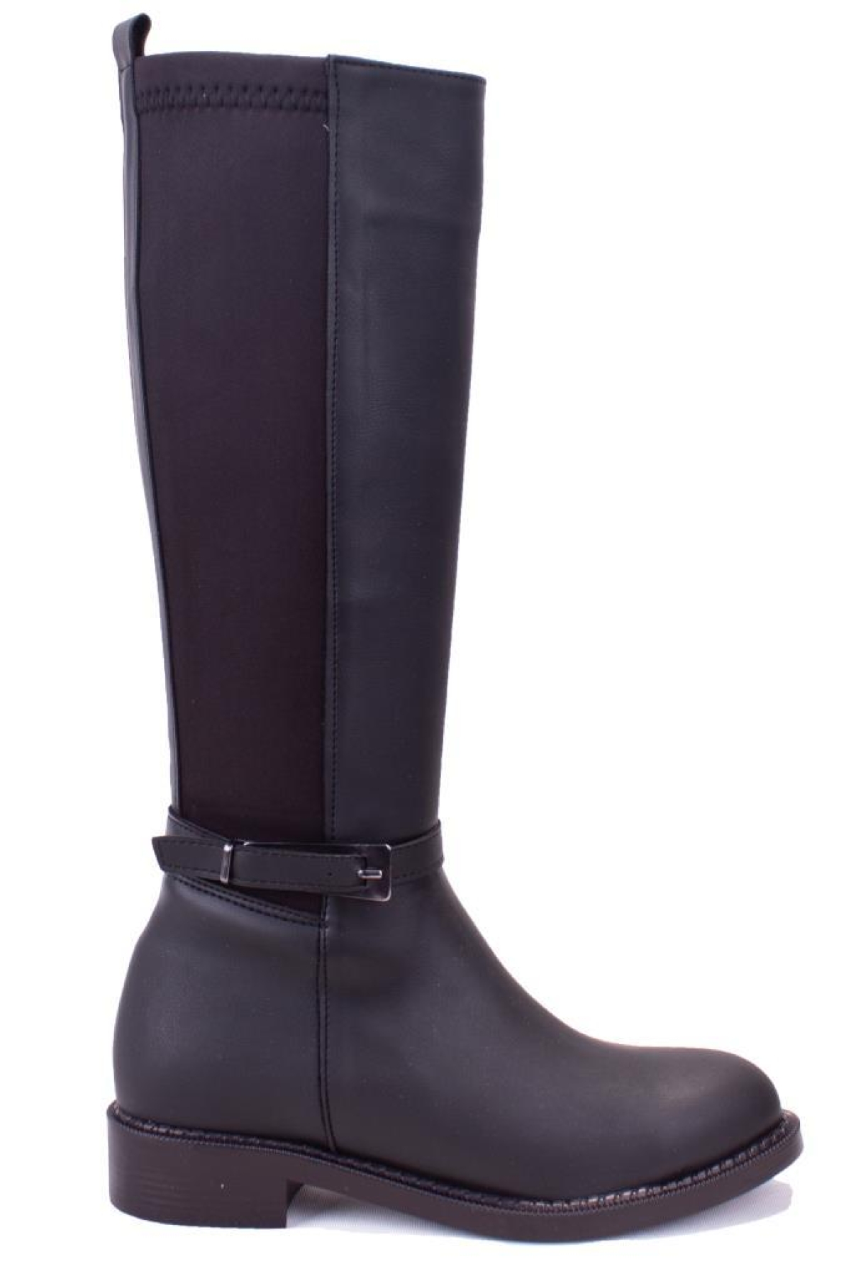 DZA07-43624913 Siyah Günlük Streçli Düz Topuk Kadın Çizme - Görsel 3