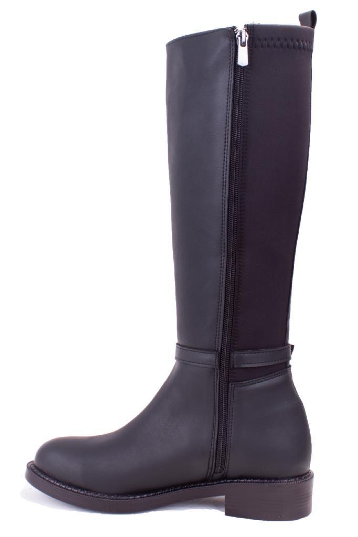 DZA07-43624913 Siyah Günlük Streçli Düz Topuk Kadın Çizme - Görsel 4