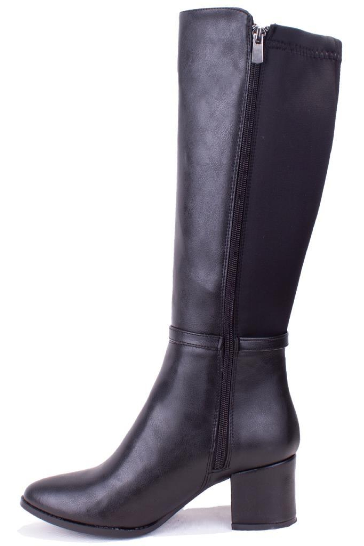 DZA07-928730 Siyah Streçli Klasik Topuklu Kadın Çizme - Görsel 4