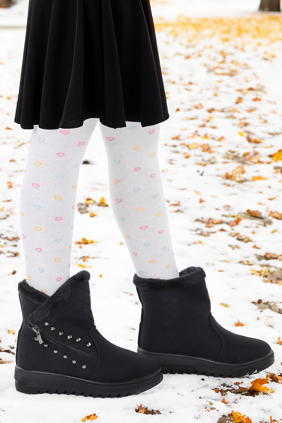 Hezan Fermuarlı Kız Çocuk Bot Ayakkabı Siyah - Siyah - Görsel 2