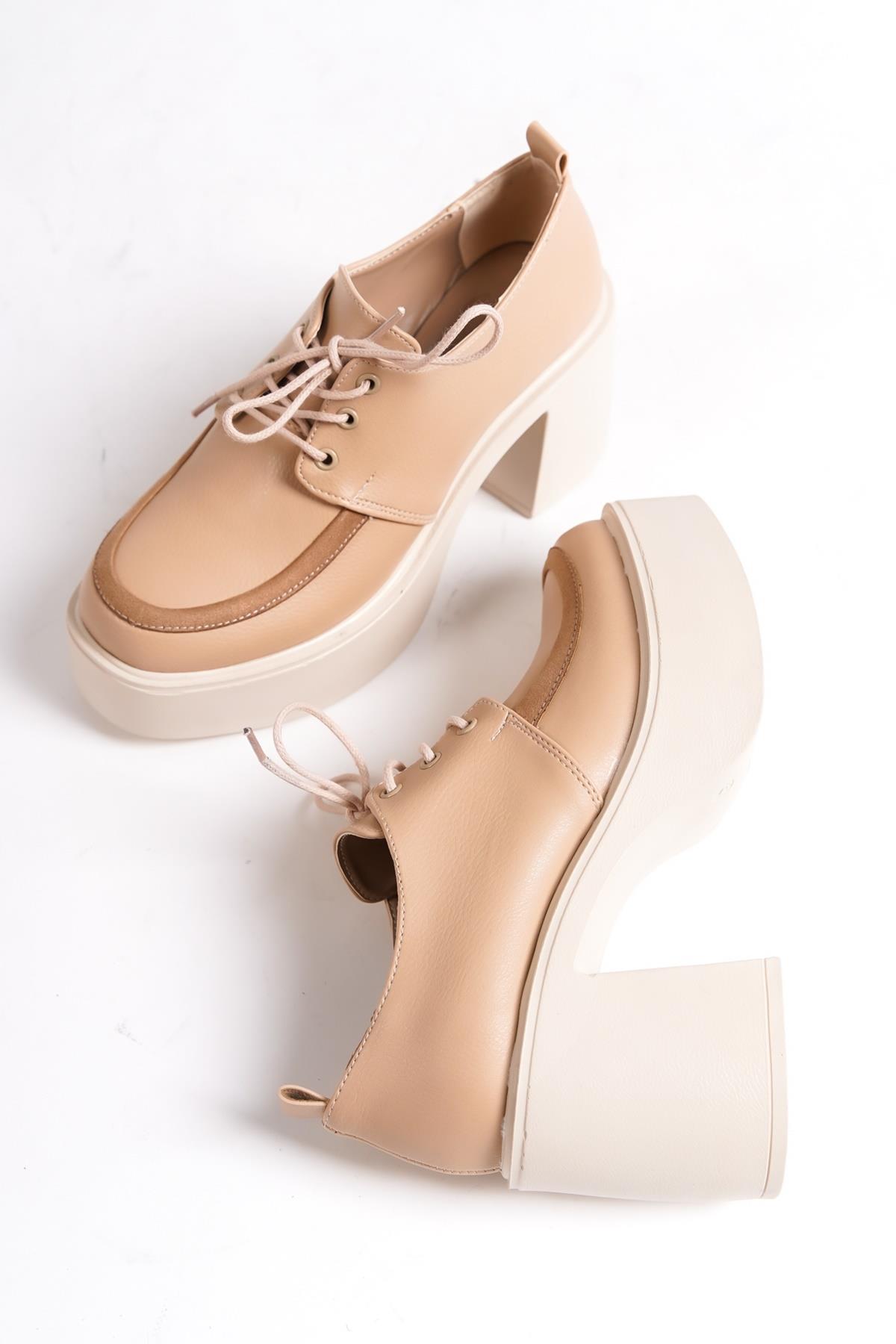 Tonda Ten Mat Kalın Platform Topuklu Günlük Ayakkabı - Görsel 3