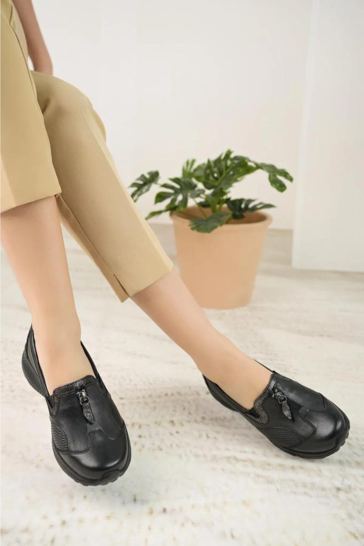 024 Orto Pedik Günlük Kadın Deri Ayakkabı - Görsel 3
