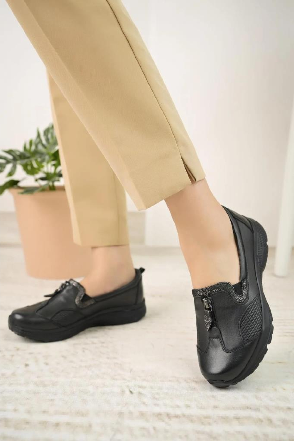 024 Orto Pedik Günlük Kadın Deri Ayakkabı - Görsel 4