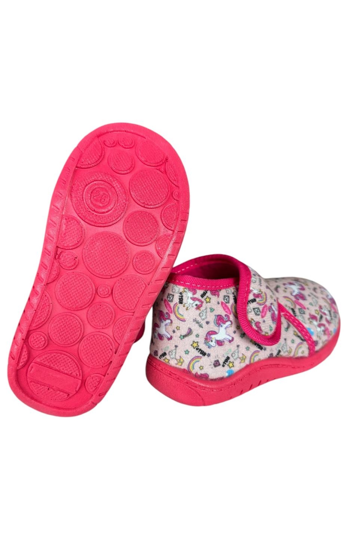 Tematik Cırtlı Çocuk Panduf Okul Kreş Ev Ayakkabısı Kaydırmaz Taban FUŞYA - Görsel 5