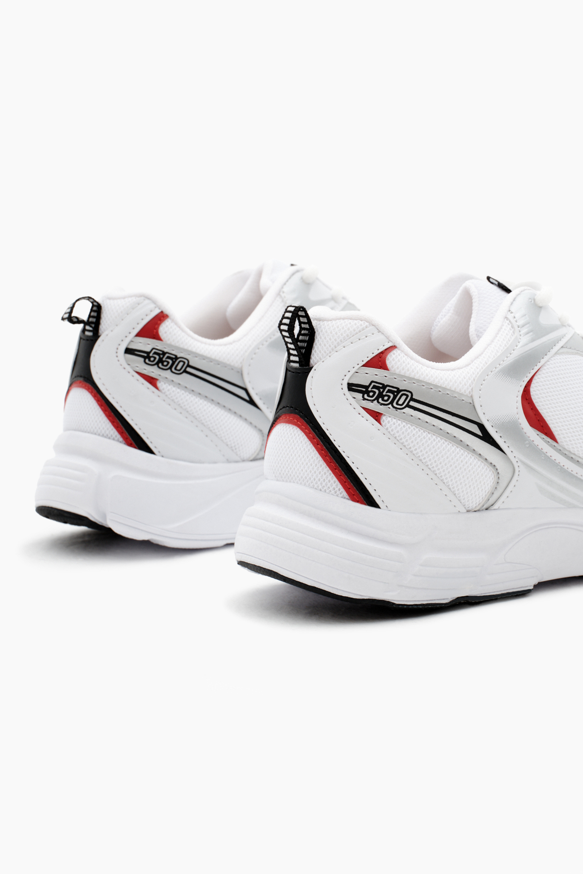 Unisex Beyaz Kırmızı Rahat Kalıp Faylon Taban Bağcıklı Spor Ayakkabı - Görsel 6