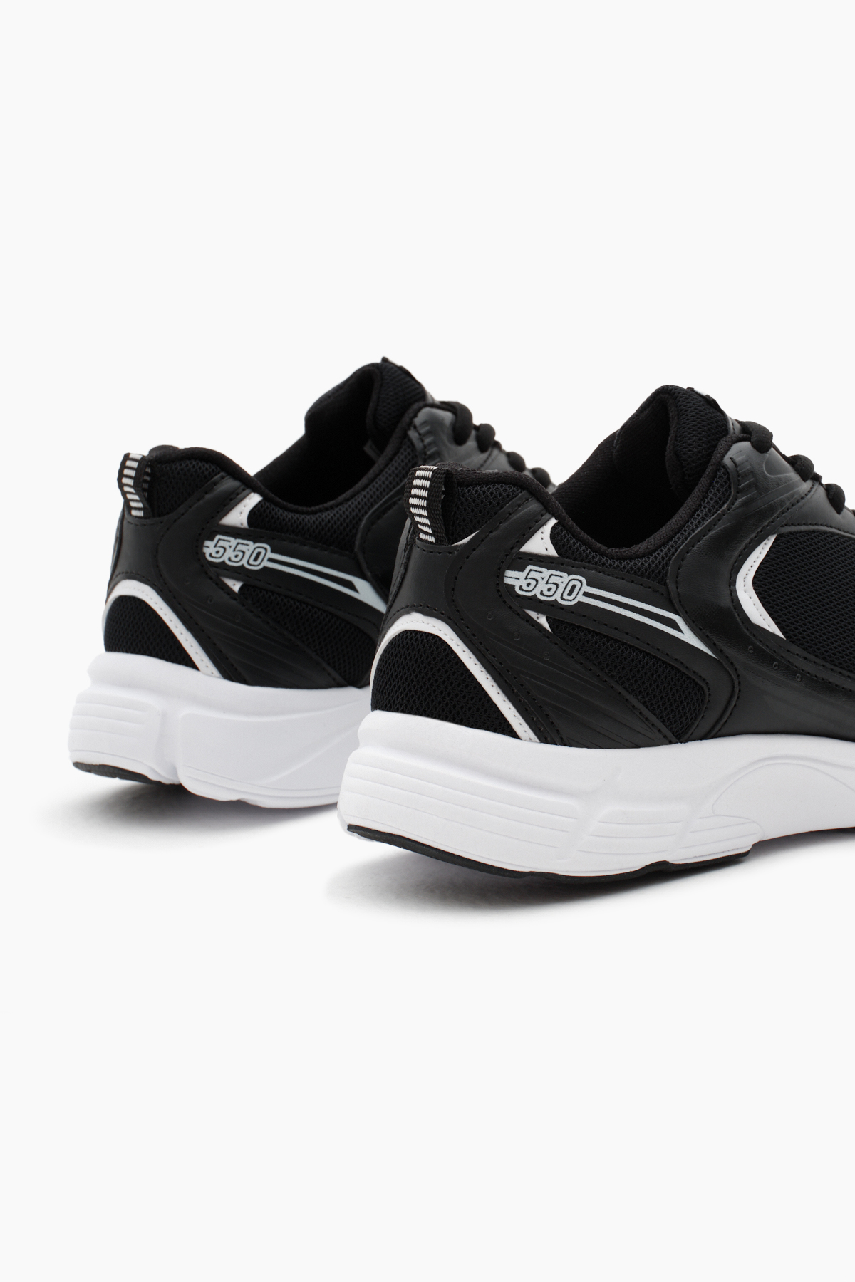 Unisex Siyah Beyaz Rahat Kalıp Faylon Taban Bağcıklı Spor Ayakkabı - Görsel 6