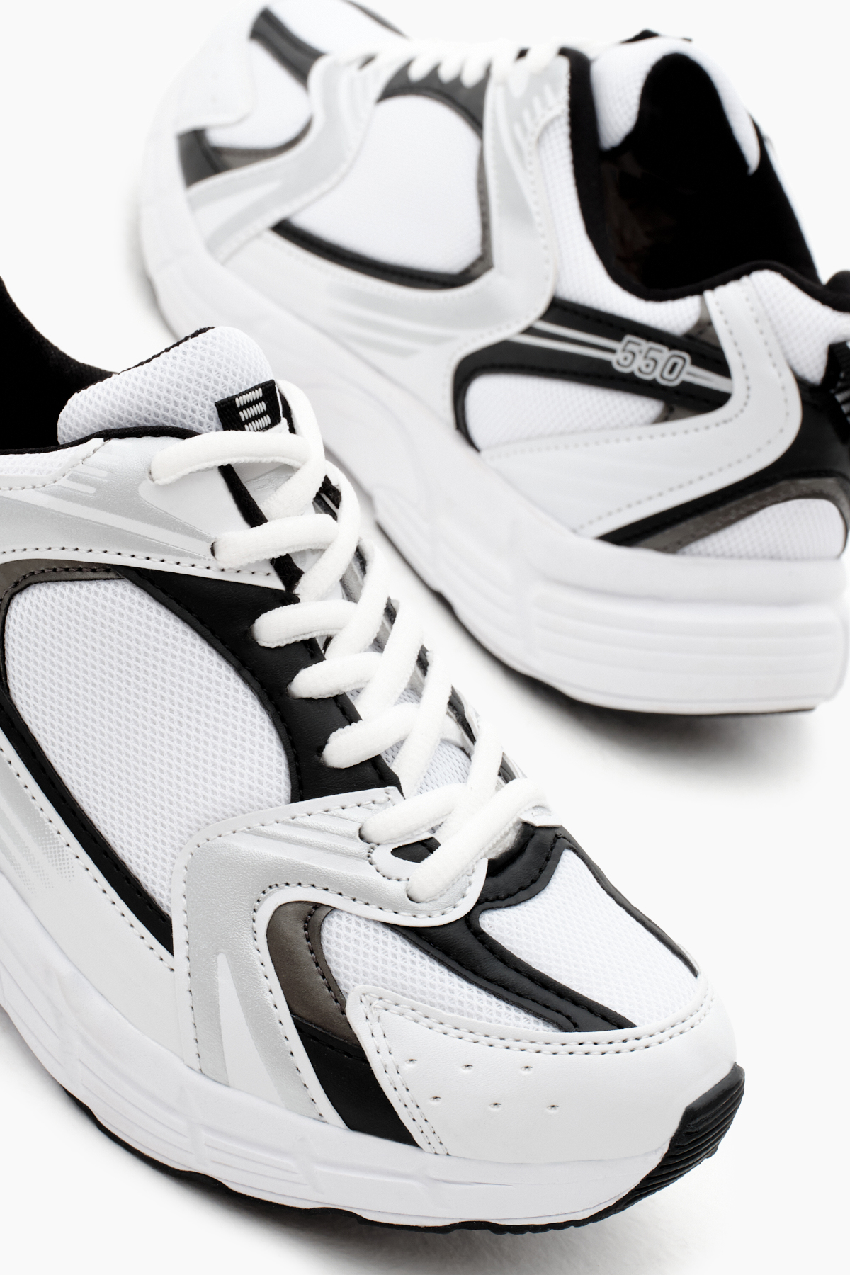 Unisex Beyaz Rahat Kalıp Faylon Taban Bağcıklı Spor Ayakkabı - Görsel 5