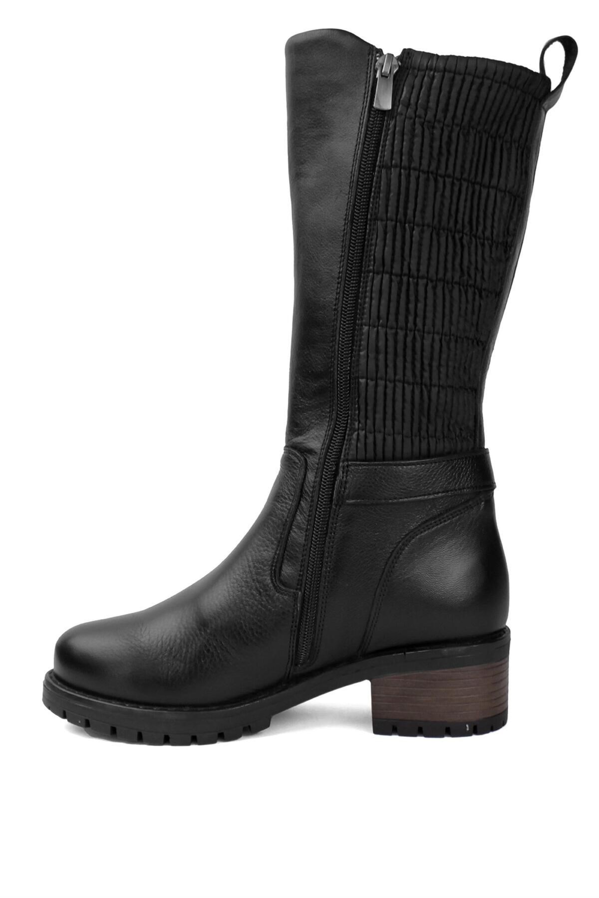 9869 Kadın Hakiki Deri Klasik Çizme Siyah - Görsel 4