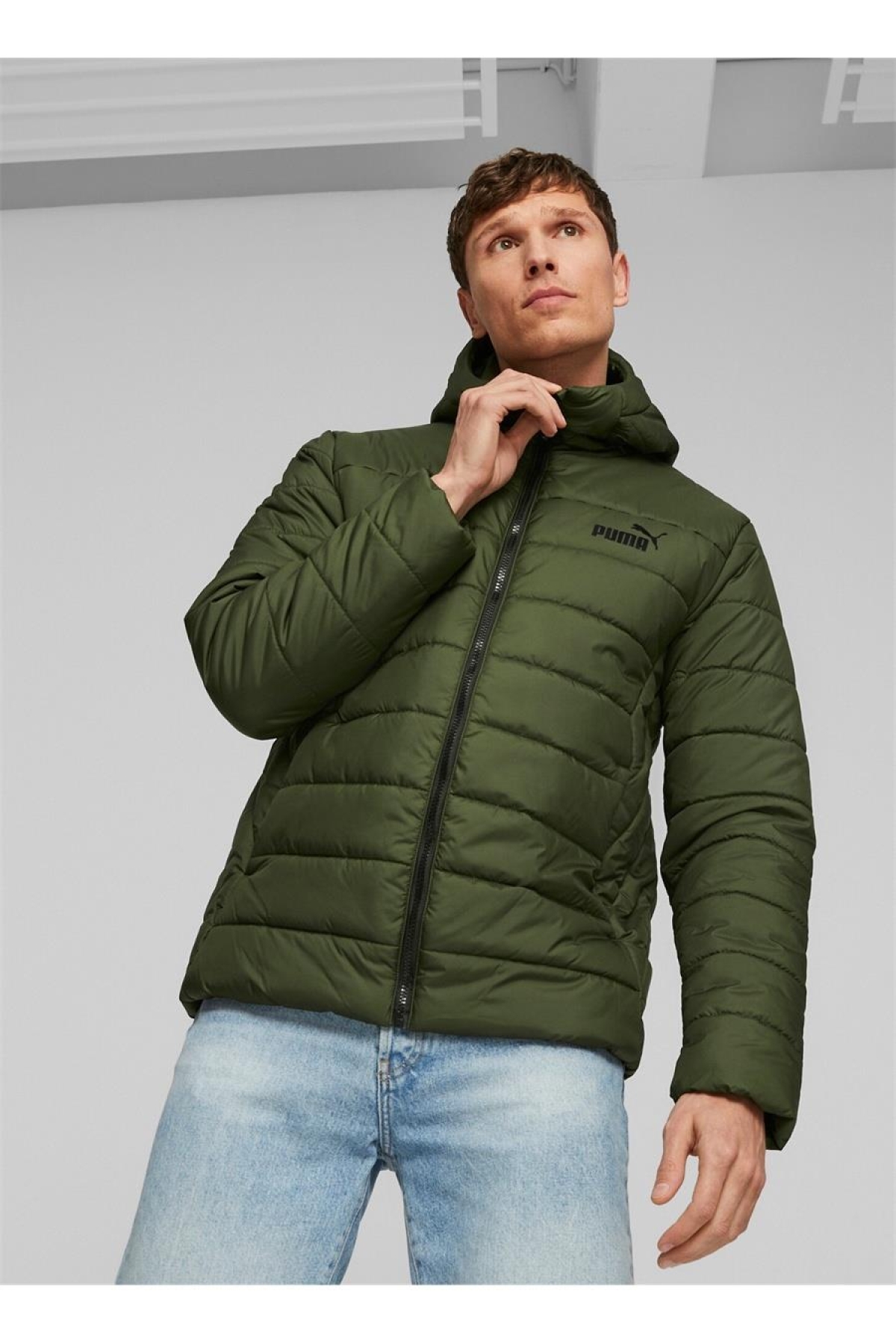 ESS Hooded Padded Jacket Myrtle Erkek Mont