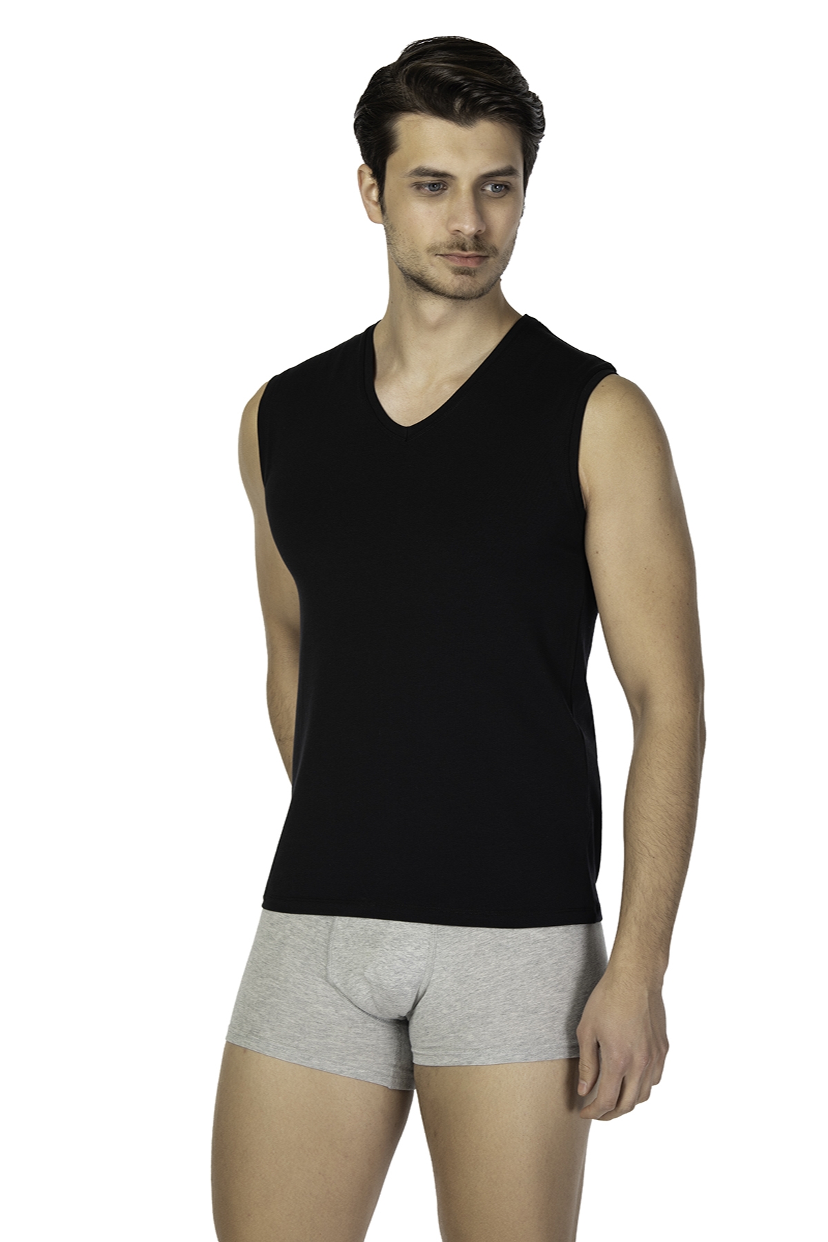 DS Damat Comfort V Yaka Kolsuz T-shirt SİYAH