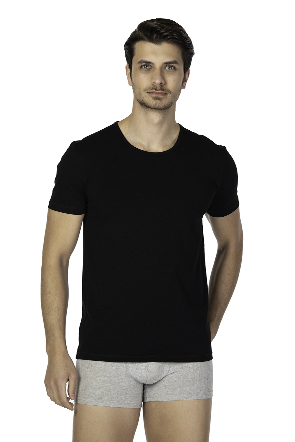 DS Damat Trendy Bisiklet Yaka T-shirt SİYAH