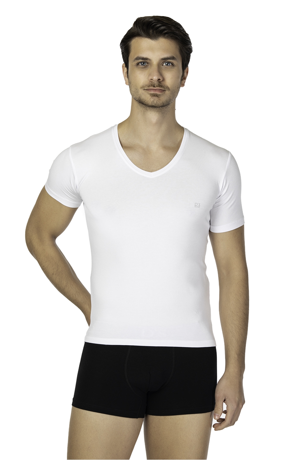 DS Damat Comfort V Yaka T-shirt BEYAZ