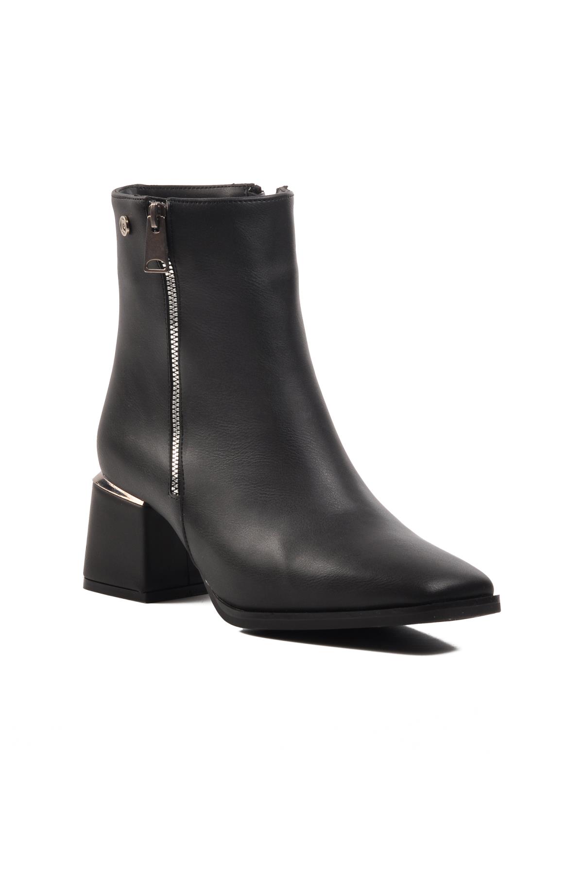 PC-54000 Siyah İçi Kürklü Kadın Topuklu Bot - Görsel 2