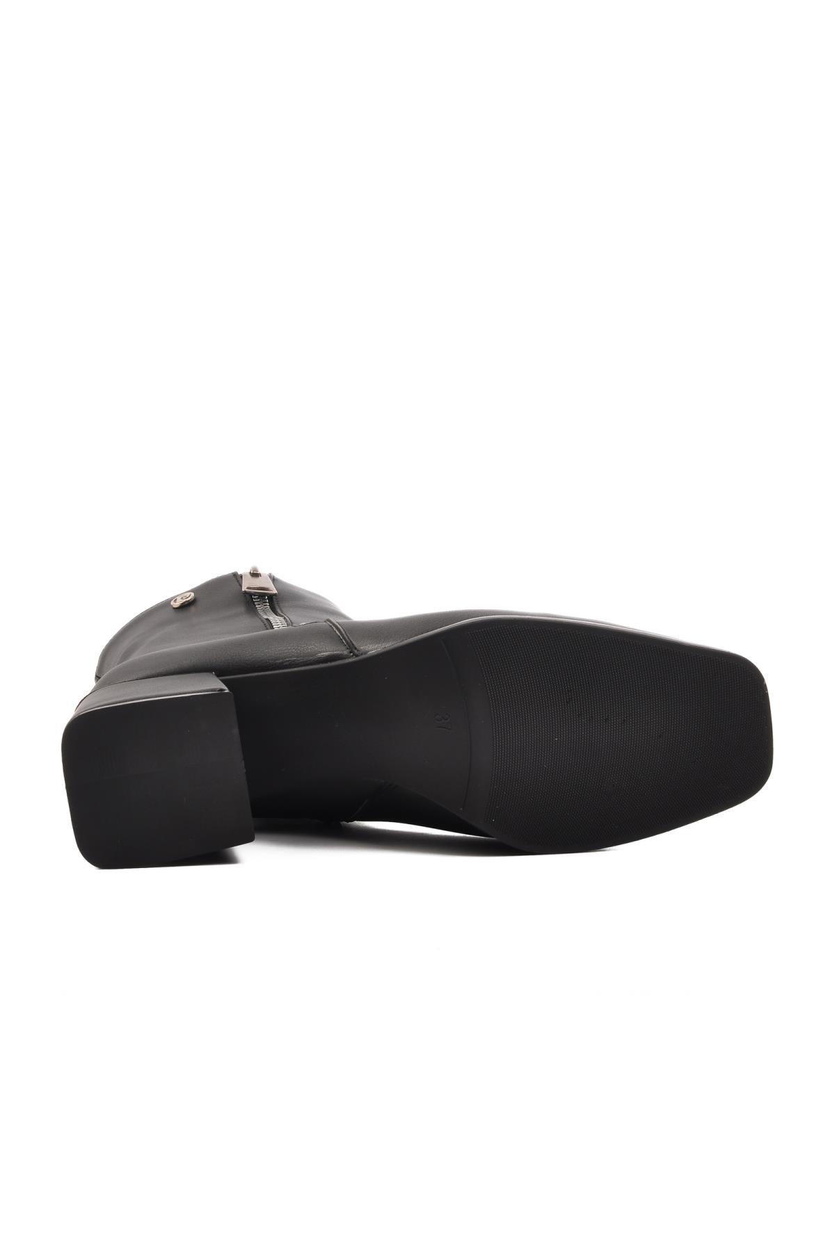 PC-54000 Siyah İçi Kürklü Kadın Topuklu Bot - Görsel 6