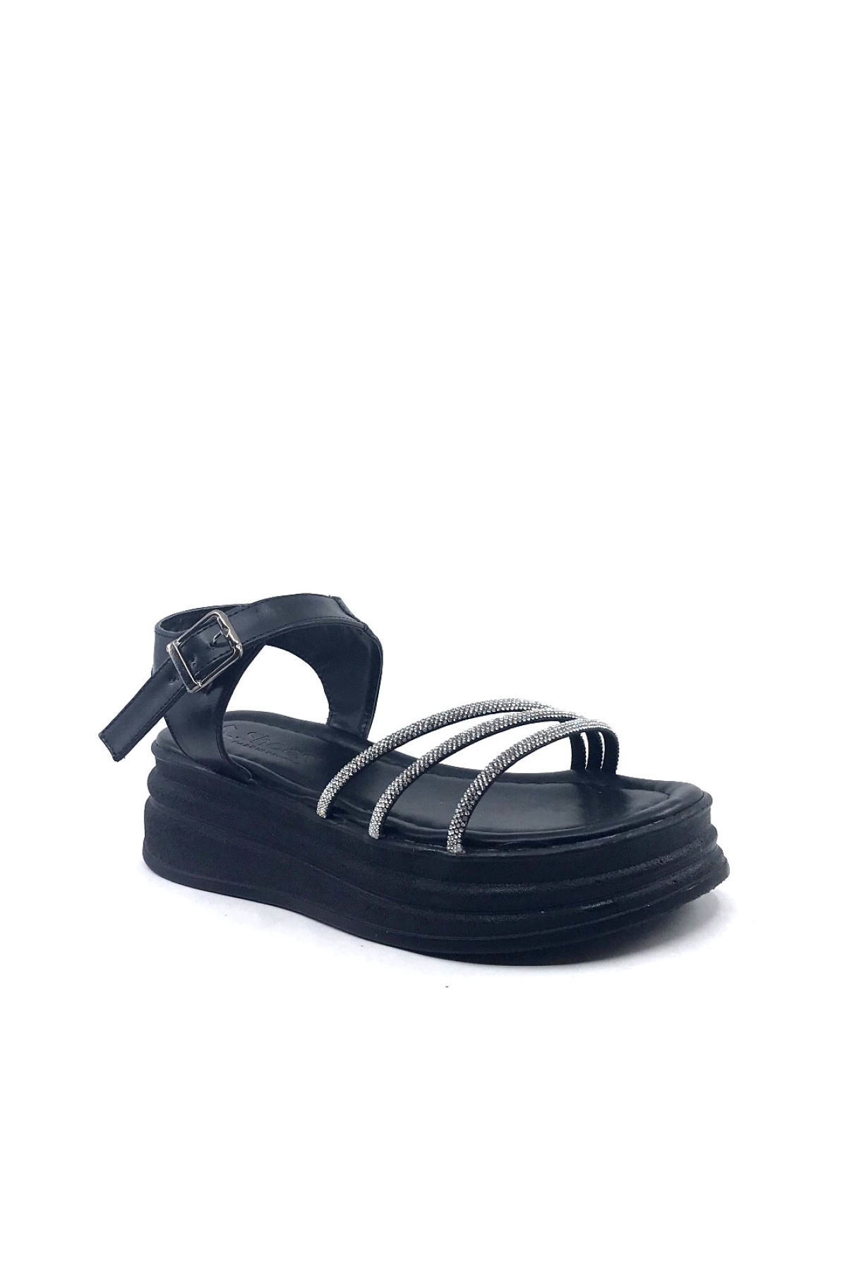 Cc 318 Siyah Taşlı Bayan Sandalet Ayakkabı - Görsel 3