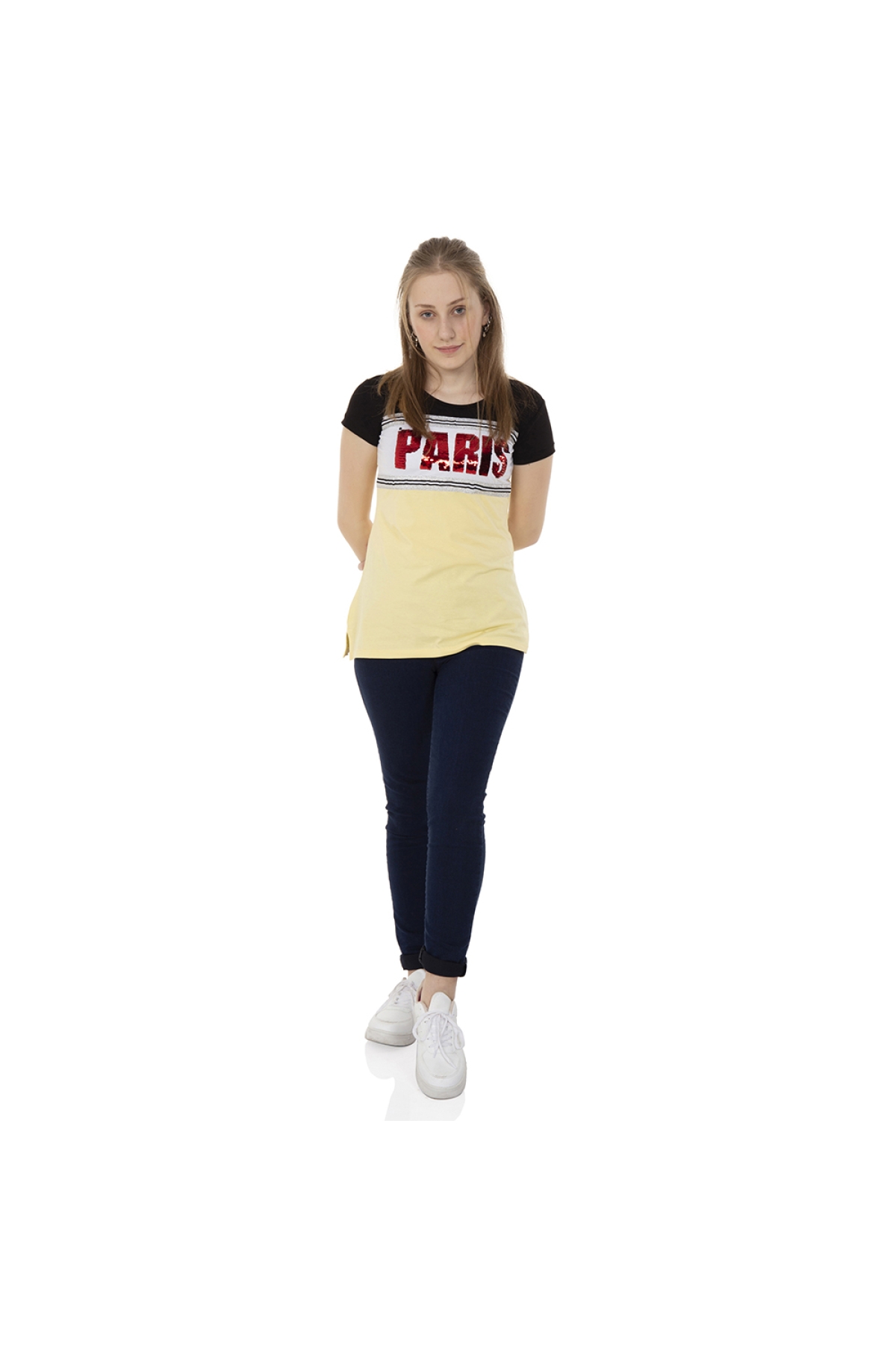 Toontoy  Kız Çocuk T-Shirt Paris Pul Nakış