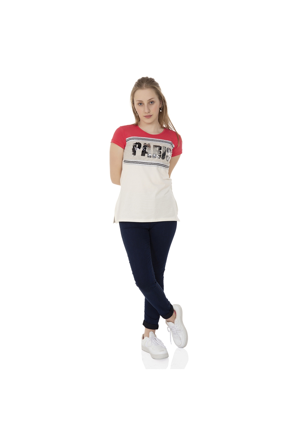 Toontoy  Kız Çocuk T-Shirt Paris Pul Nakış