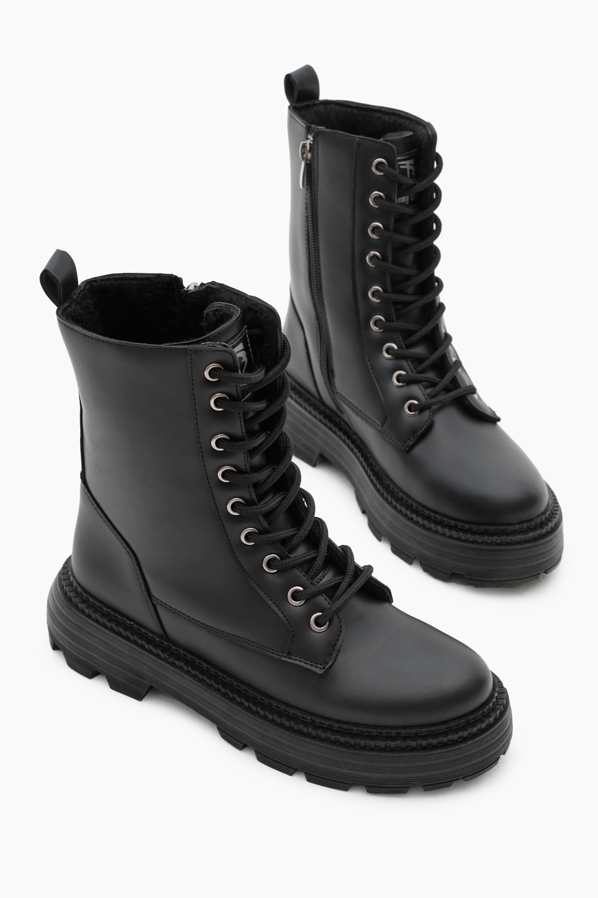 Kadın Siyah Poli Taban Rahat Kalıp Bağcıklı Bot - Görsel 2