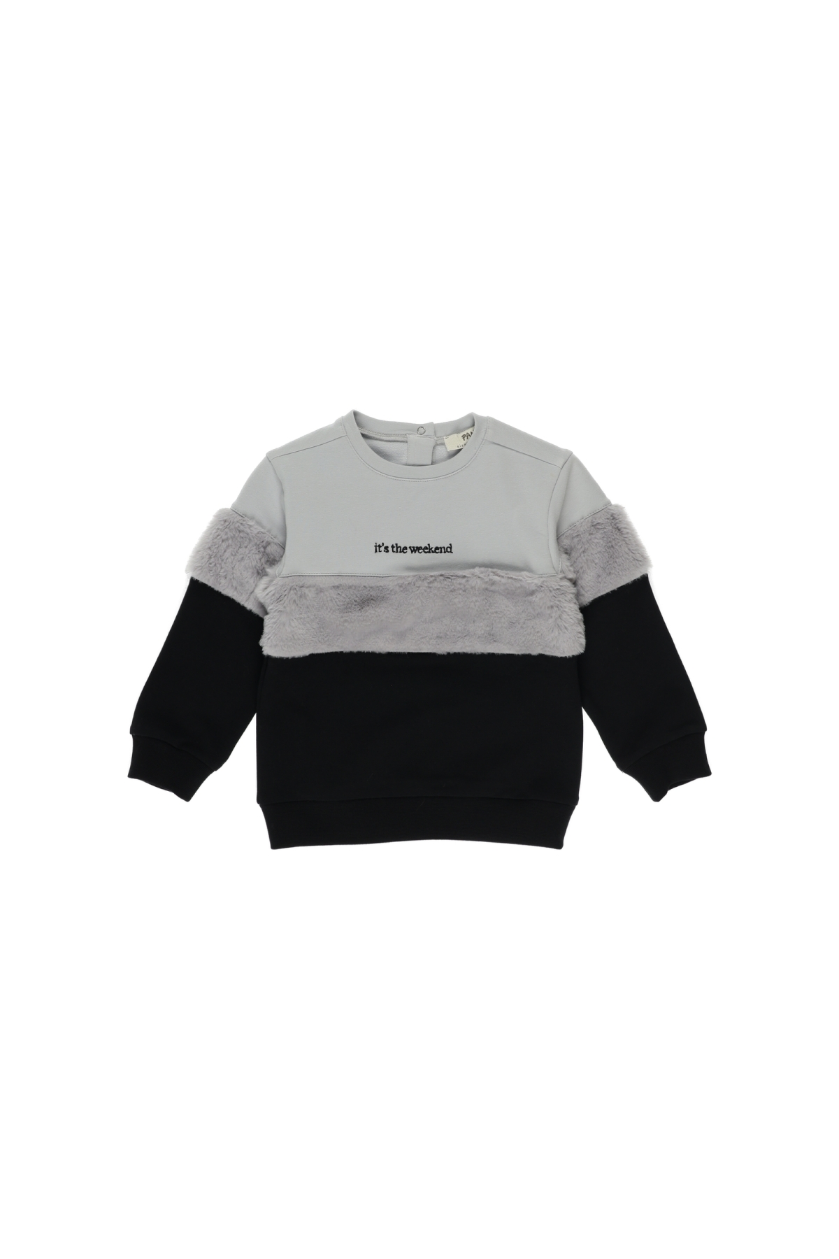 Kız Çocuk  Peluş Detaylı Yazı Nakışlı Sweatshirt