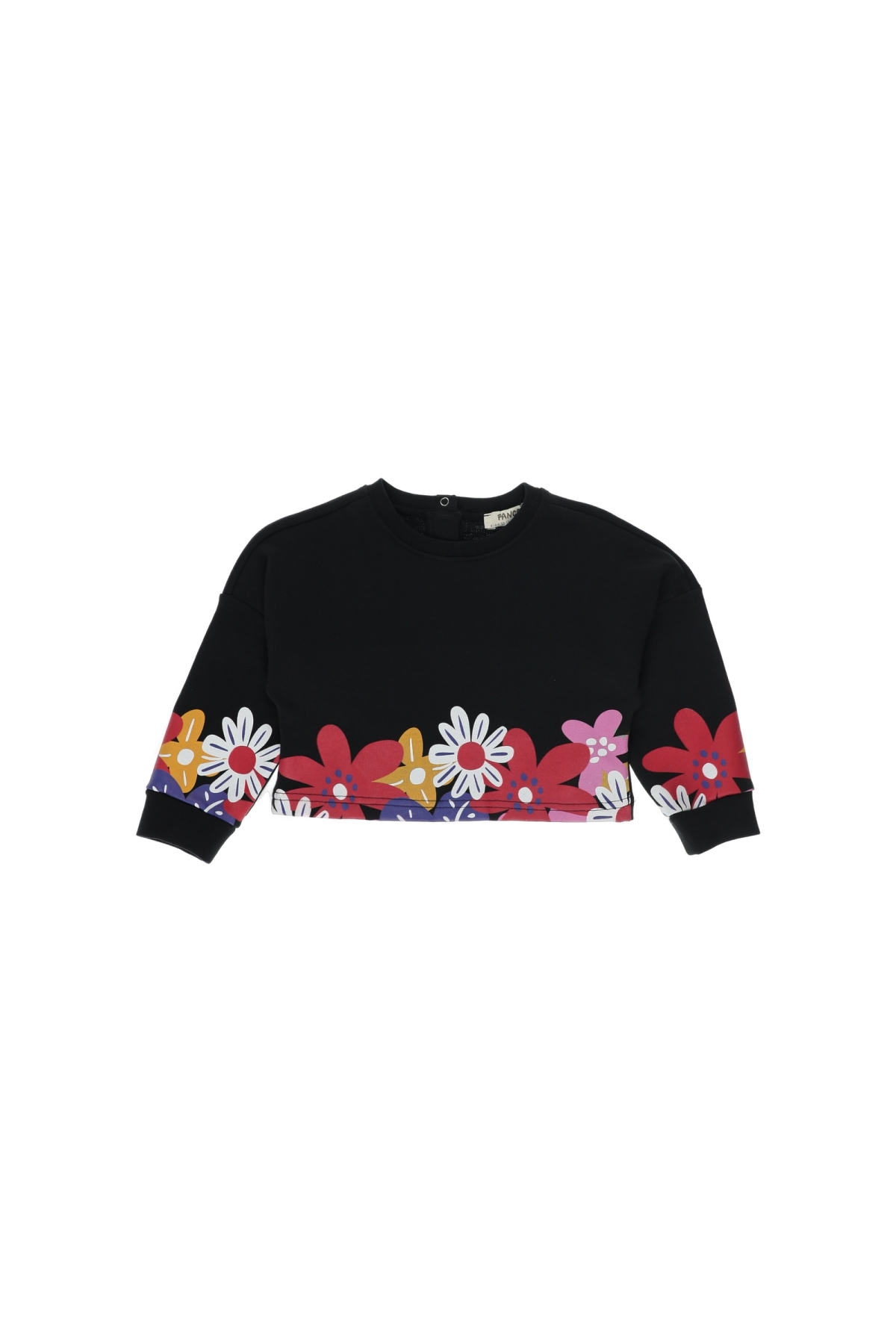 Kız Çocuk  Etek Ucu Çiçekli Crop Sweatshirt