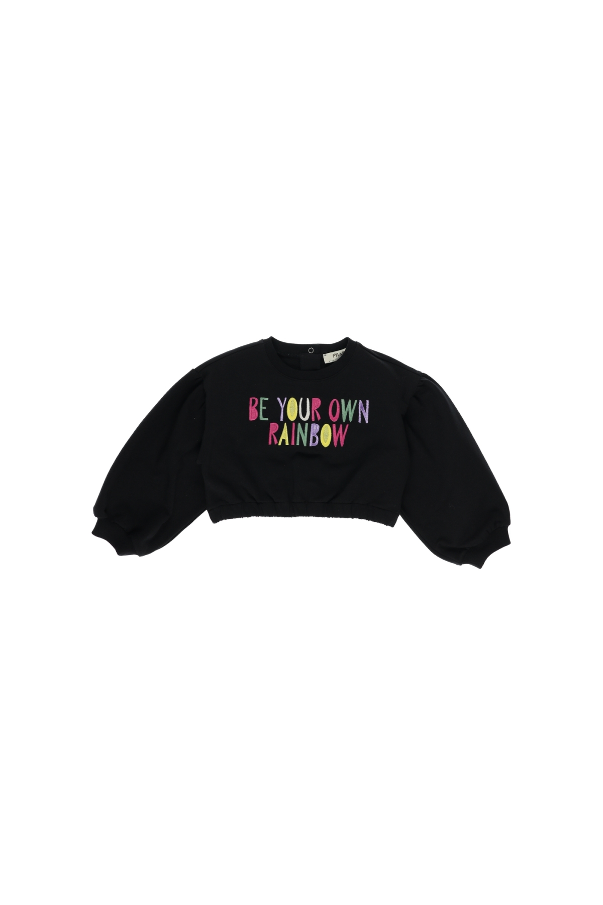 Kız Çocuk  Renkli Yazı Nakışlı Crop Sweatshirt