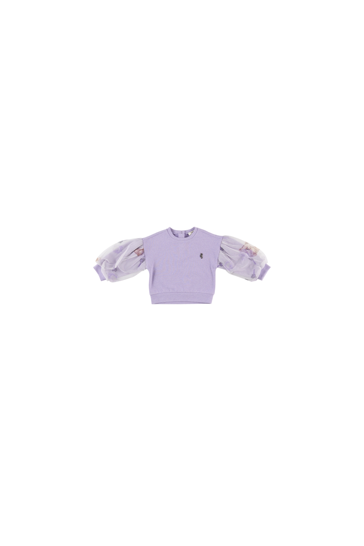 Kız Çocuk  Kolları Tül Detaylı Sweatshirt