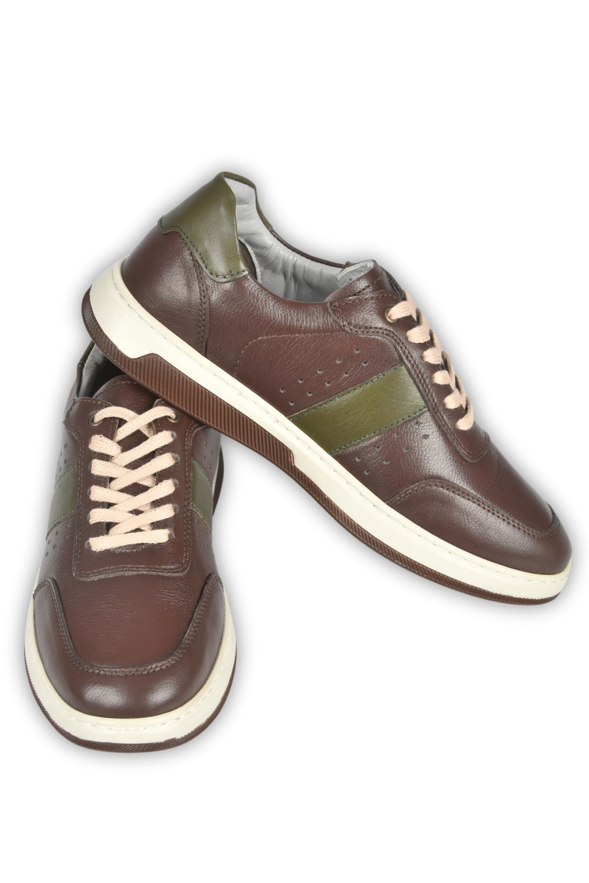 DeepSEA Erkek Kahve Bağcıklı Ortopedik Poli Taban Orjinal Deri Spor Sneaker Ayakkabı 2509956 - Görsel 6