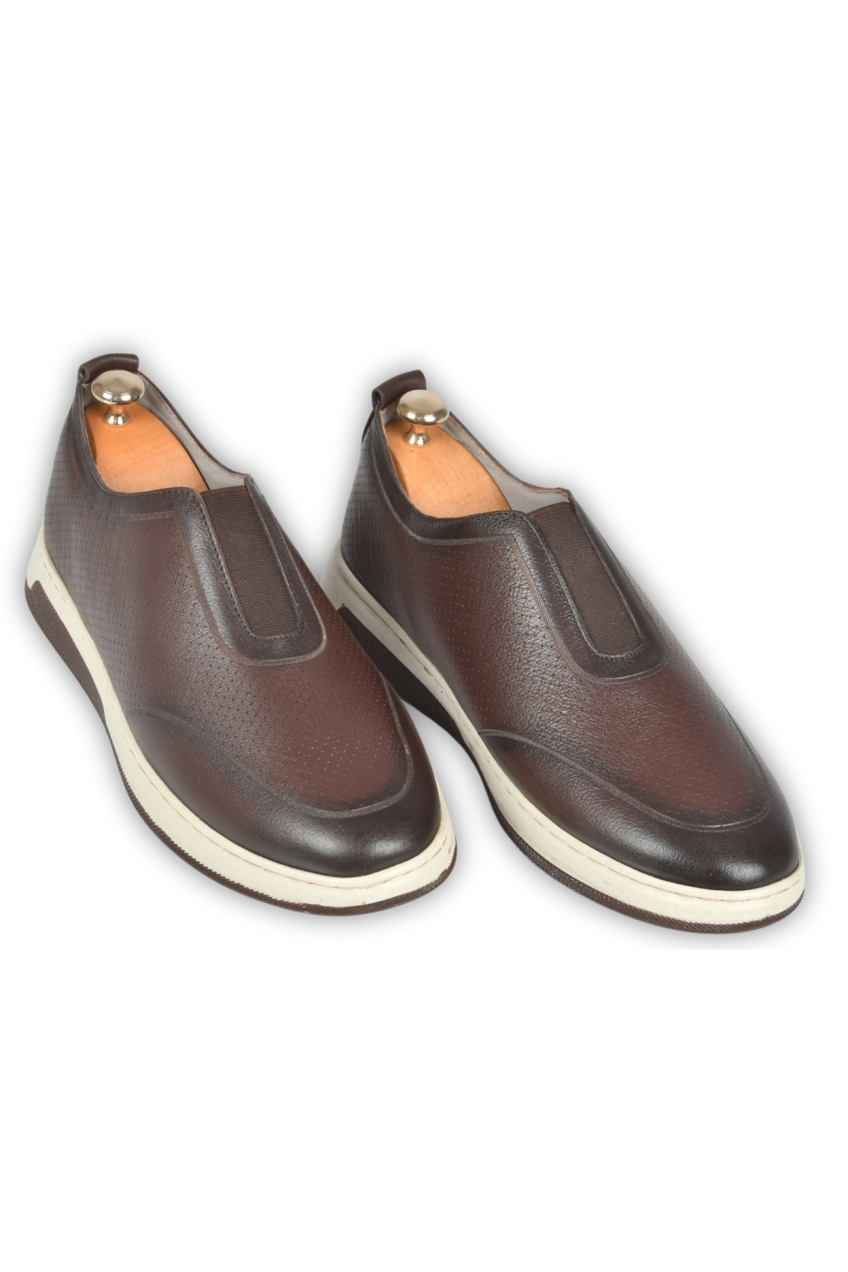 DeepSEA Erkek Kahve Lastikli Ortopedik Taban Hakiki Deri Spor Ayakkabı Sneaker 2509954 - Görsel 3