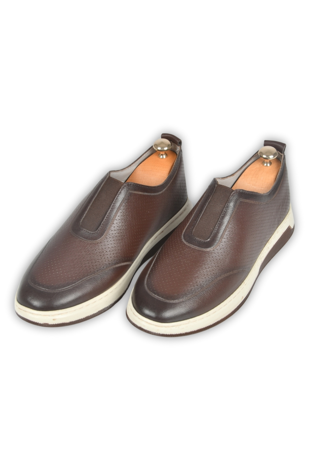 DeepSEA Erkek Kahve Lastikli Ortopedik Taban Hakiki Deri Spor Ayakkabı Sneaker 2509954 - Görsel 5