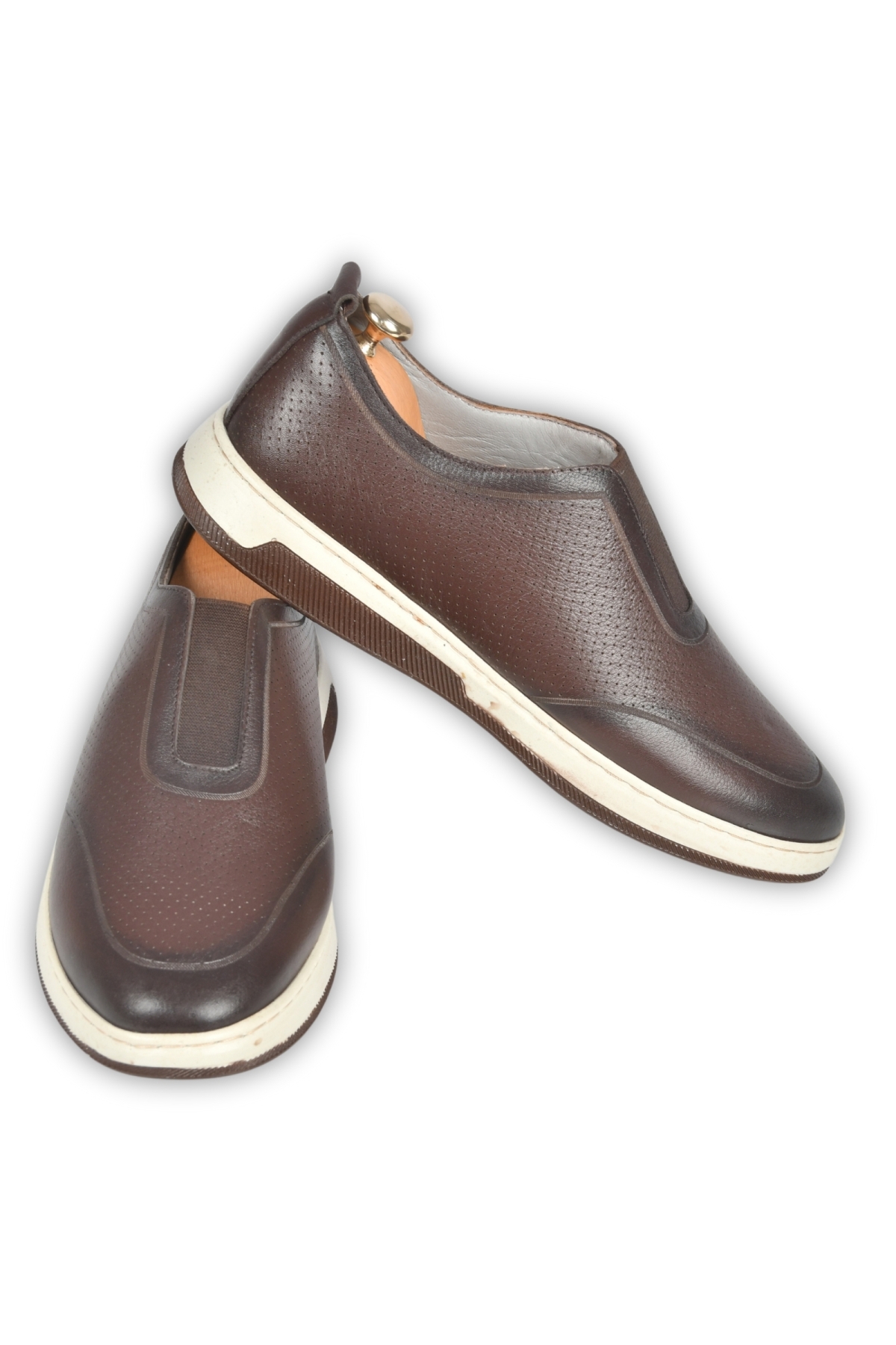 DeepSEA Erkek Kahve Lastikli Ortopedik Taban Hakiki Deri Spor Ayakkabı Sneaker 2509954 - Görsel 6