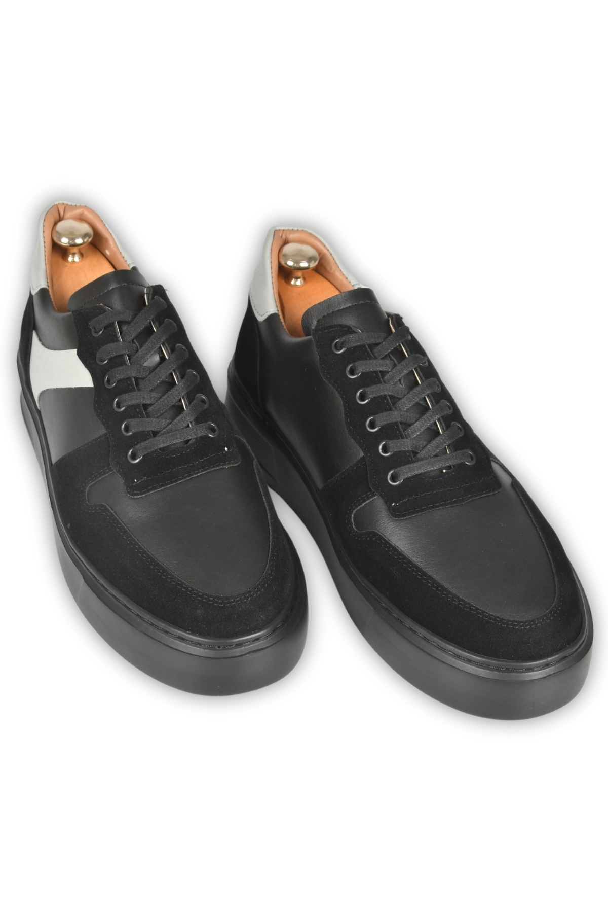 DeepSEA Erkek Siyah Bağcıklı Yüksek Poli Taban Spor Ayakkabı Sneaker 2509946 - Görsel 3