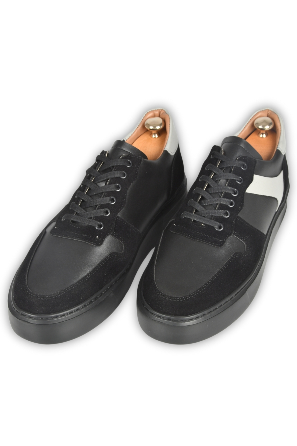 DeepSEA Erkek Siyah Bağcıklı Yüksek Poli Taban Spor Ayakkabı Sneaker 2509946 - Görsel 5