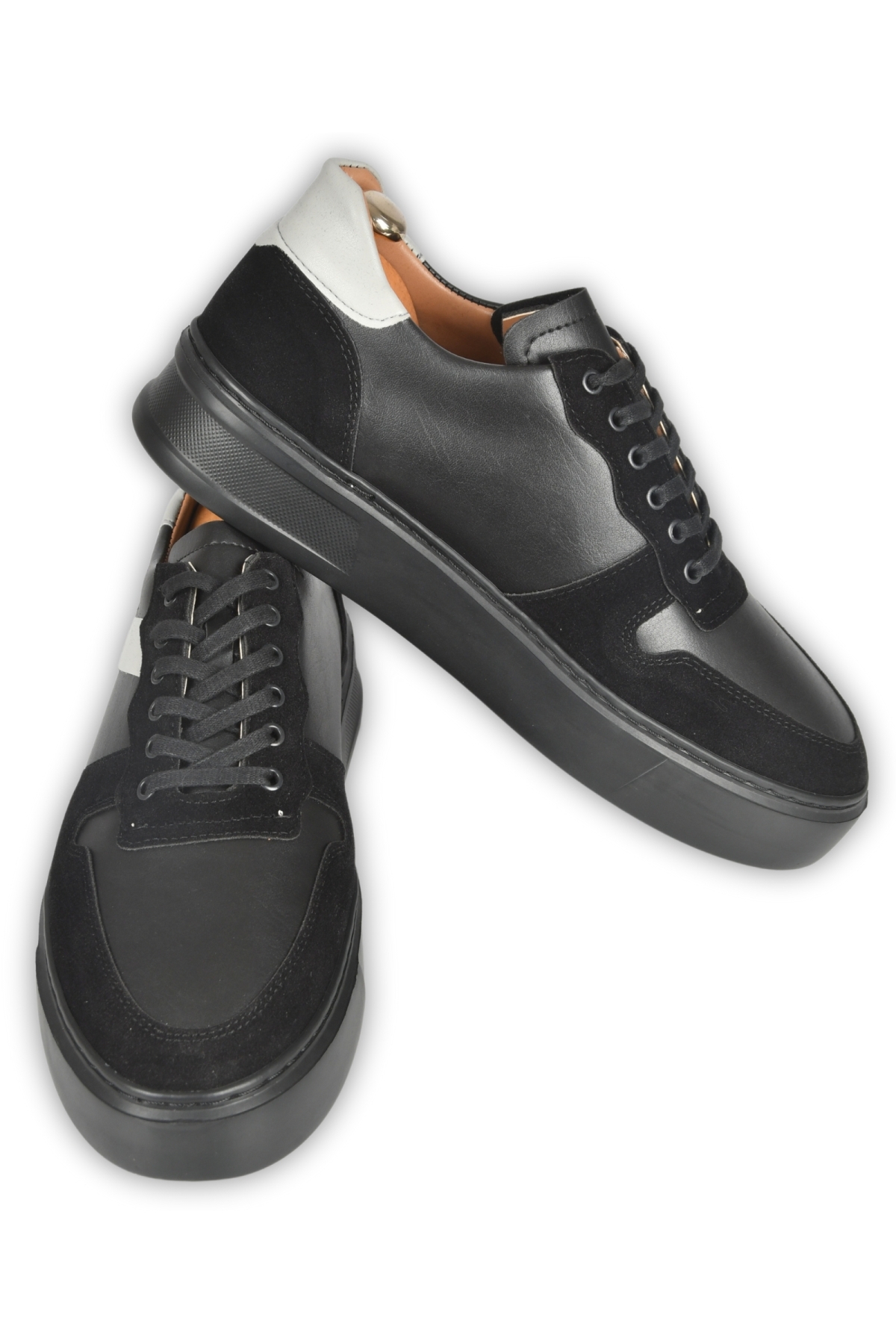 DeepSEA Erkek Siyah Bağcıklı Yüksek Poli Taban Spor Ayakkabı Sneaker 2509946 - Görsel 6