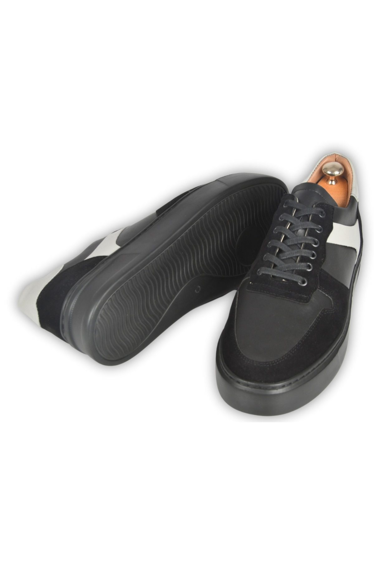 DeepSEA Erkek Siyah Bağcıklı Yüksek Poli Taban Spor Ayakkabı Sneaker 2509946 - Görsel 7