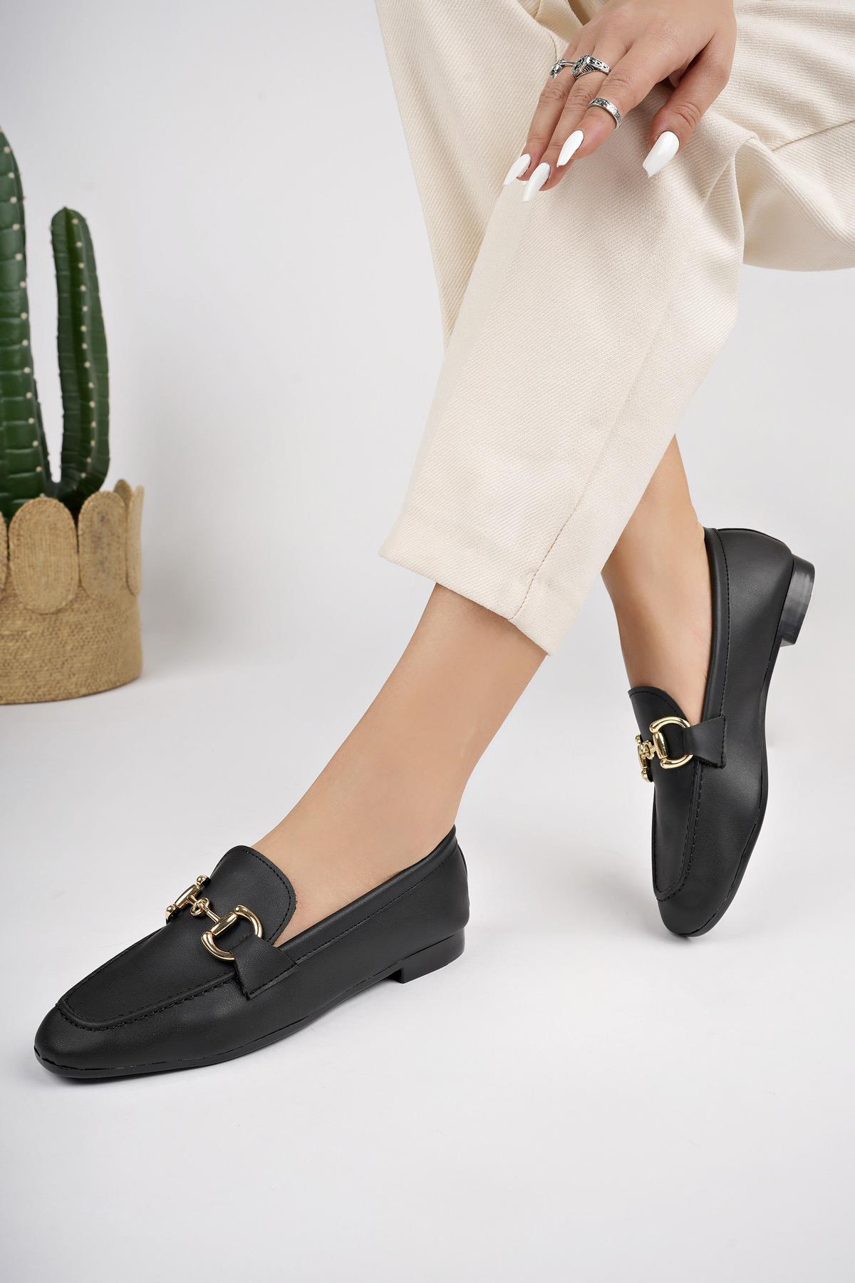 LİZA Garantili Metal Tokalı Kadın Loafer Günlük Ayakkabı - Görsel 4