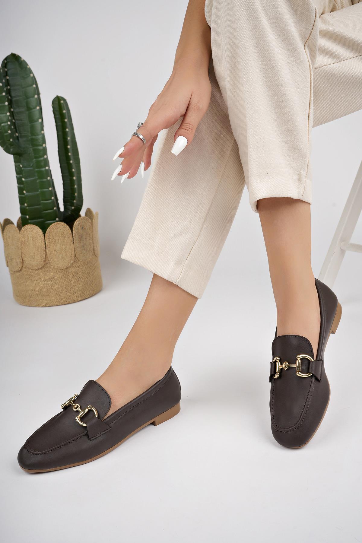 LİZA Garantili Metal Tokalı Kadın Loafer Günlük Ayakkabı - Görsel 2