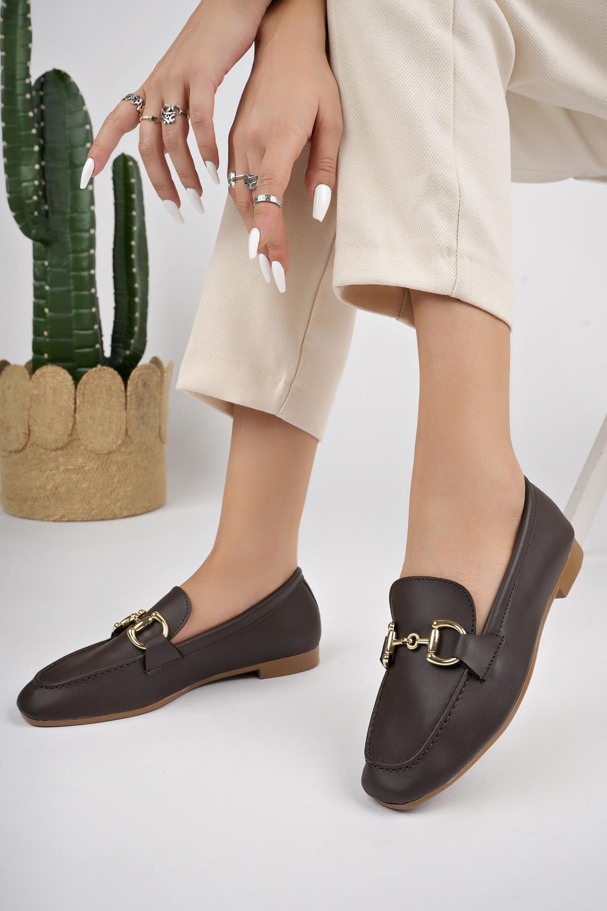 LİZA Garantili Metal Tokalı Kadın Loafer Günlük Ayakkabı - Görsel 3