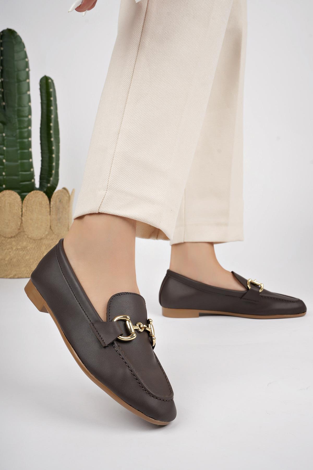 LİZA Garantili Metal Tokalı Kadın Loafer Günlük Ayakkabı - Görsel 4