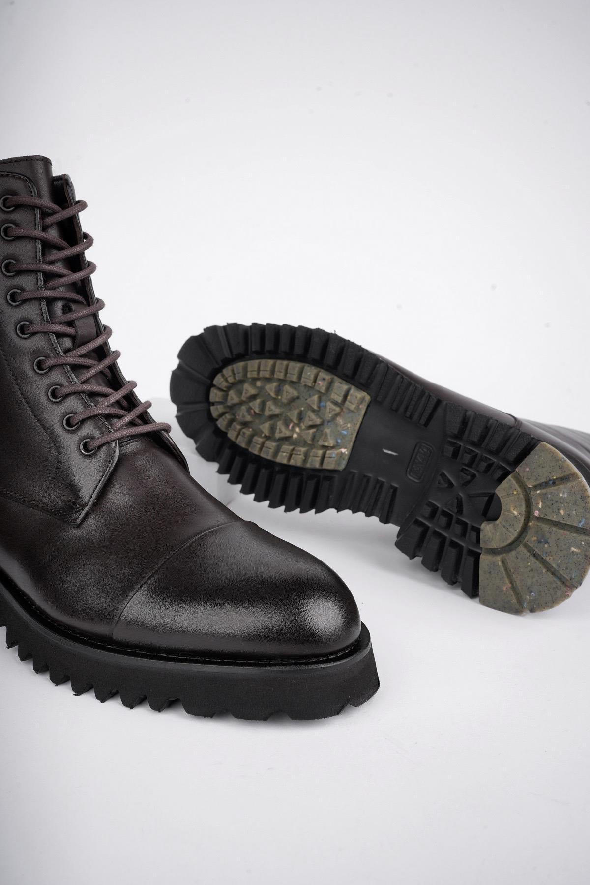 HERNANDEZ Garantili Bağcıklı Fermuarlı Hakiki Deri Kaymaz Taban Erkek Postal Bot - Görsel 4