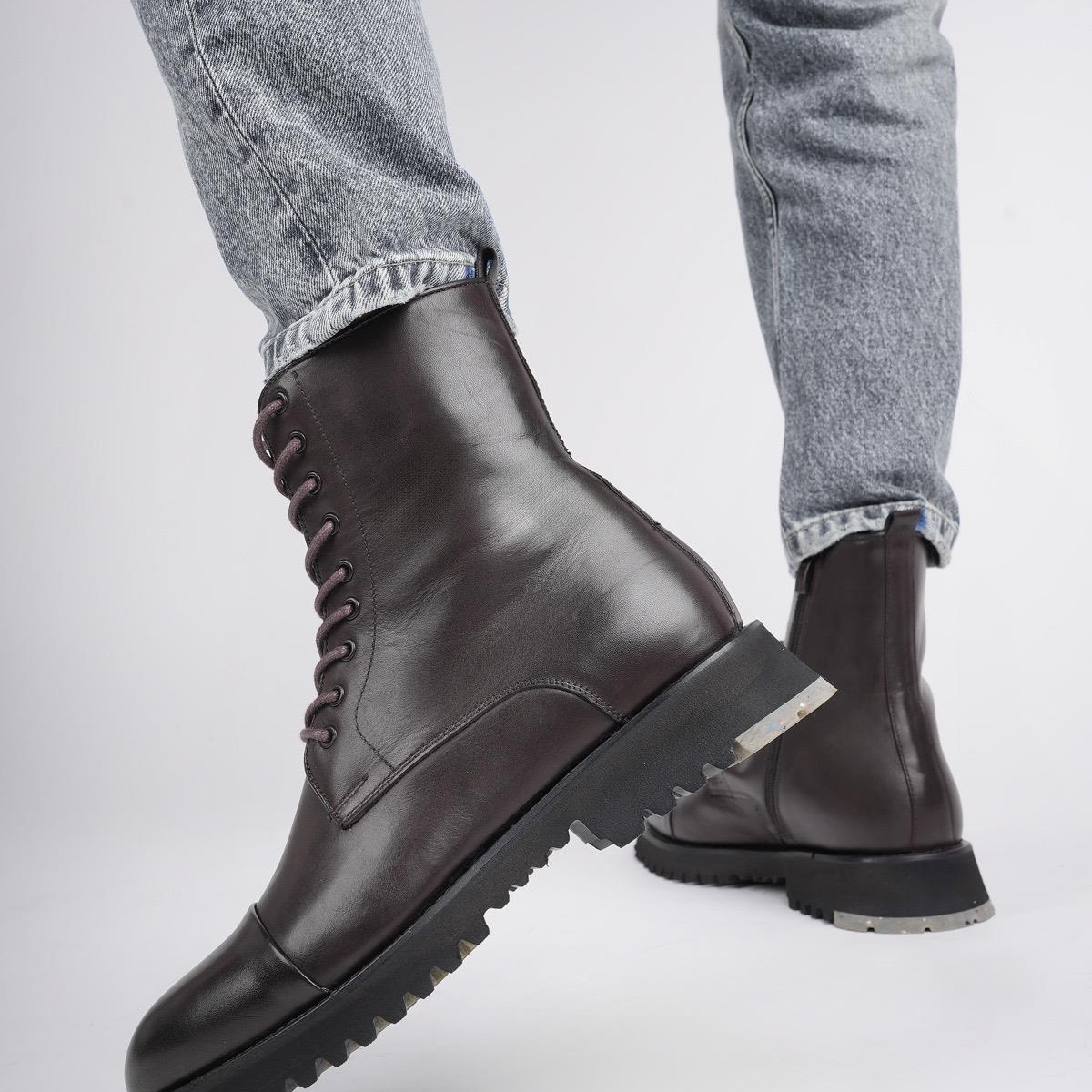 HERNANDEZ Garantili Bağcıklı Fermuarlı Hakiki Deri Kaymaz Taban Erkek Postal Bot - Görsel 9