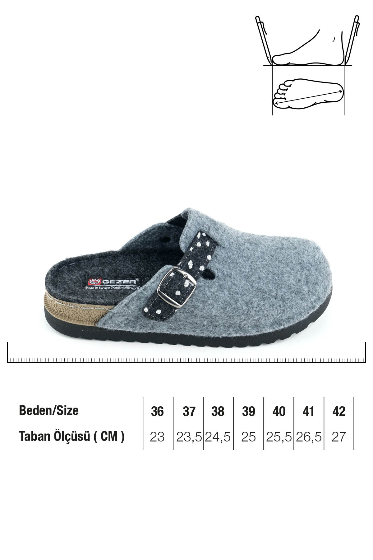 Kadın Kışlık Rahat Taban Tek Toka Ayarlanabilir Keçe Ev Bahçe Terlik - Görsel 4
