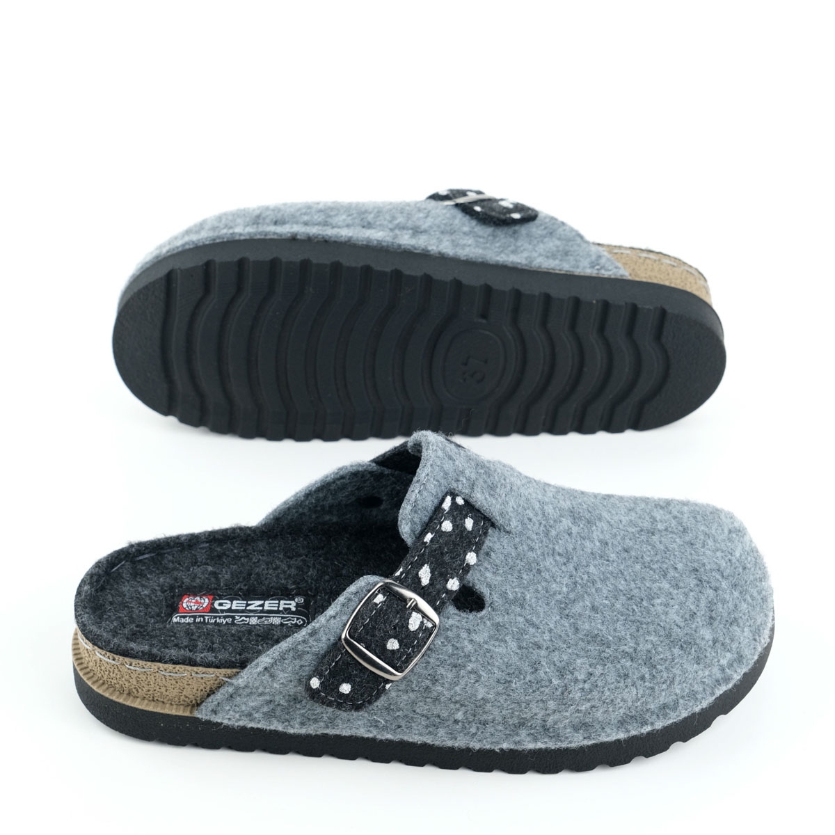 Kadın Kışlık Rahat Taban Tek Toka Ayarlanabilir Keçe Ev Bahçe Terlik - Görsel 3