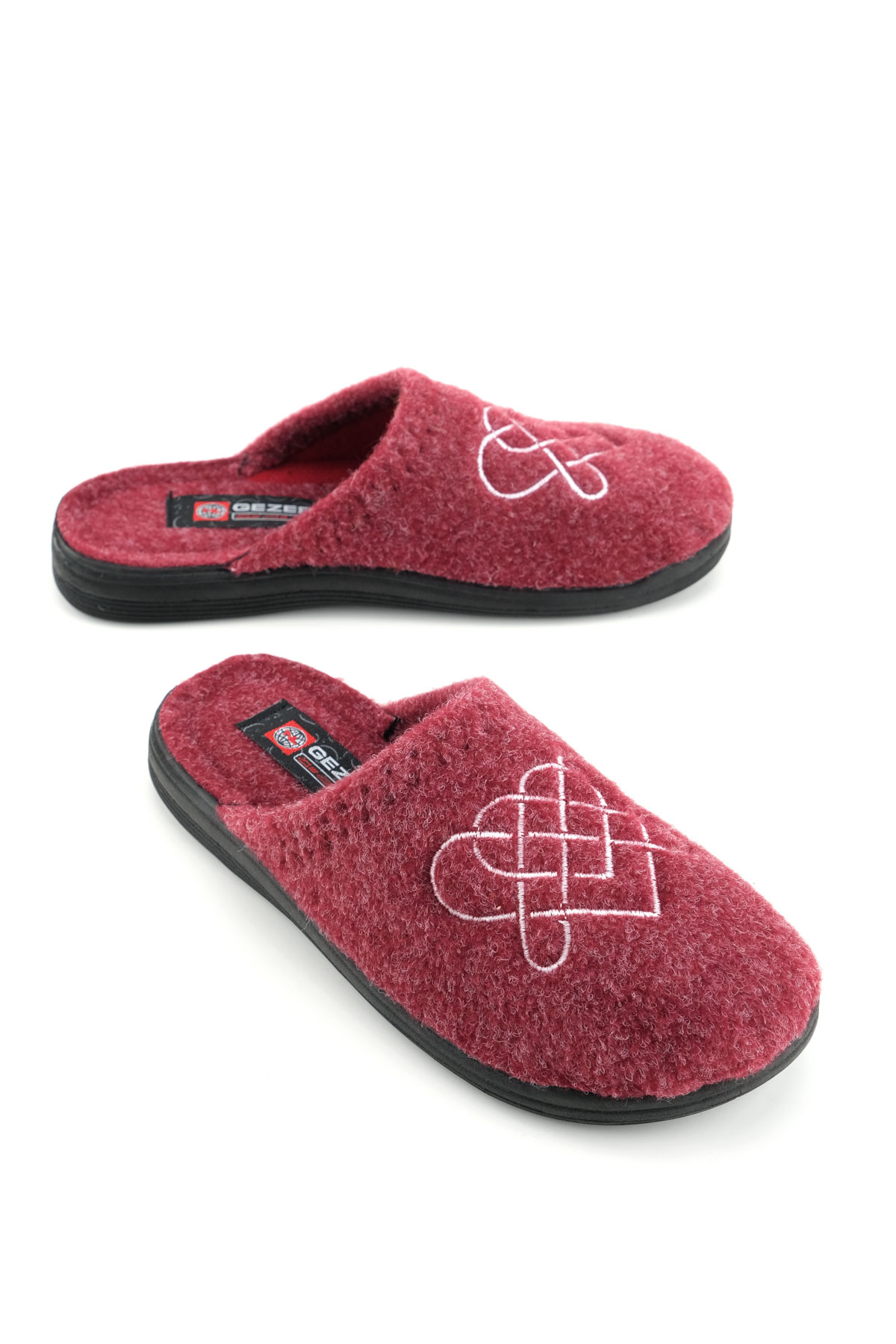 Kadın Kışlık Keçe Nakışlı Kalp Tasarım Ev Bahçe Terlik - Görsel 2